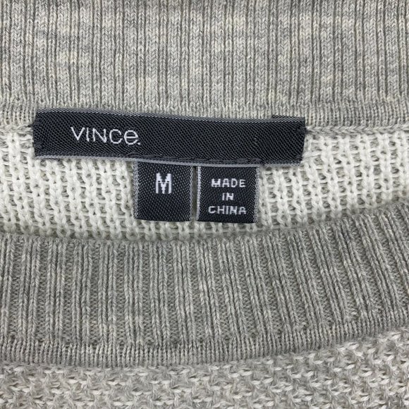 Vince Sweater Color Jacquard Gray Crewneck Long Sleeve Pullover - Picture 3 of 10